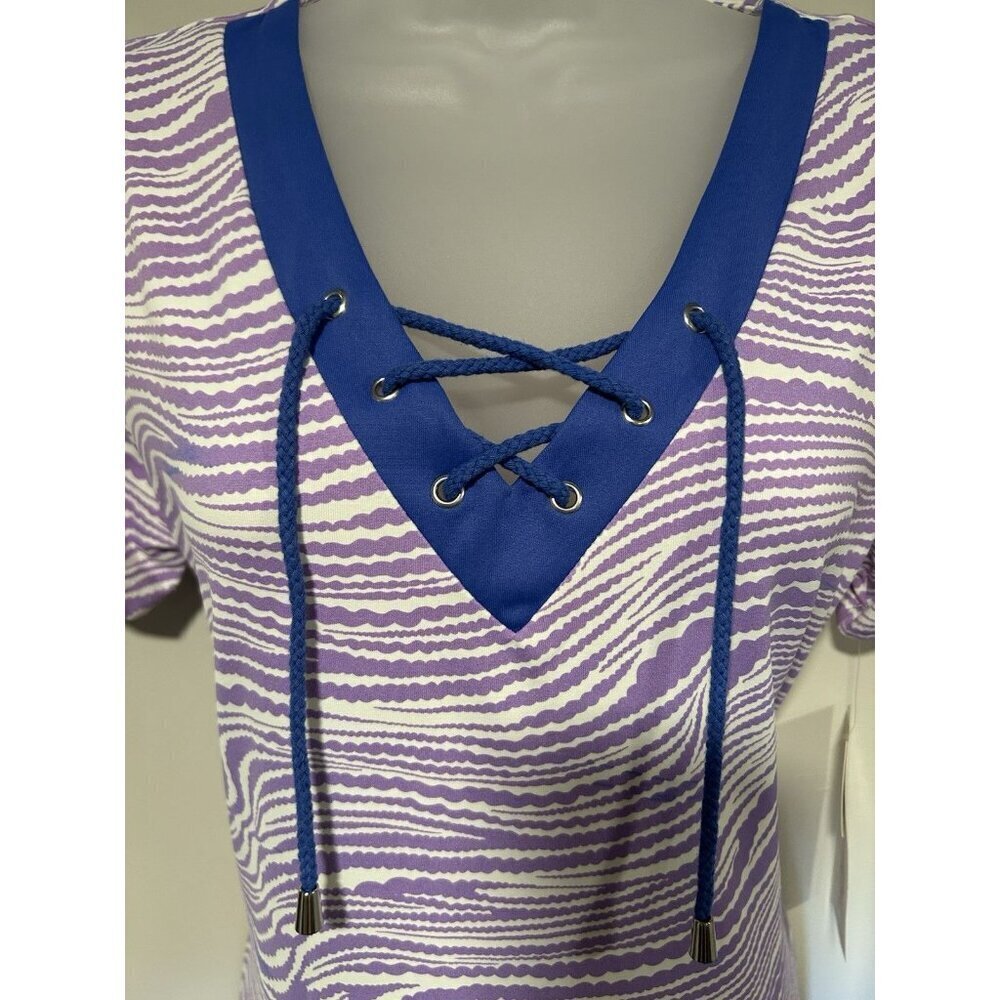 NEW Lulu B Tunic Dress V-Neck w/Tie Women Size Small Purple/Blue Southern Style - Picture 6 of 8